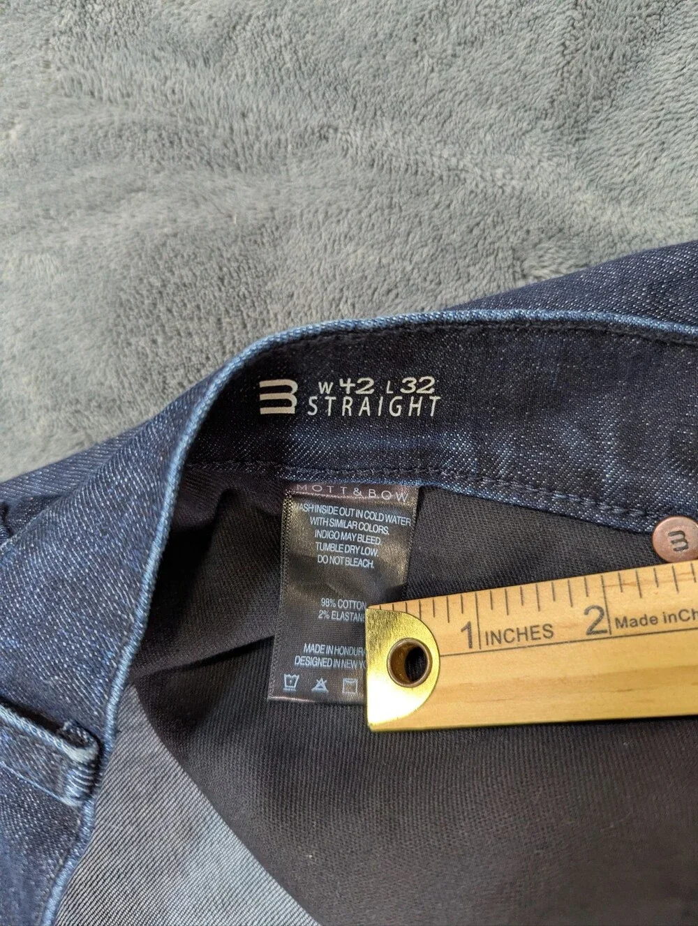 Mott & Bow Straight Leg Dark Wash Men's 42x32 Casual Minimalistic Premium Denim